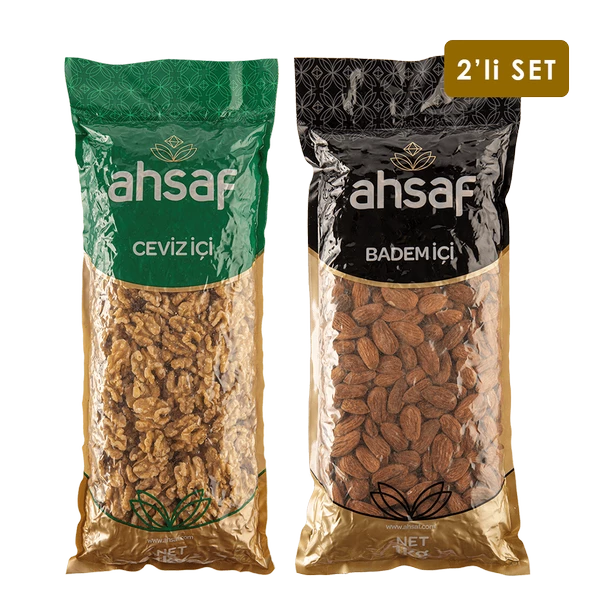AHSAF Kelebek İç Ceviz 1 Kg Vakum Paket (Beyaz) - İç Badem 1 Kg Vakum Paket