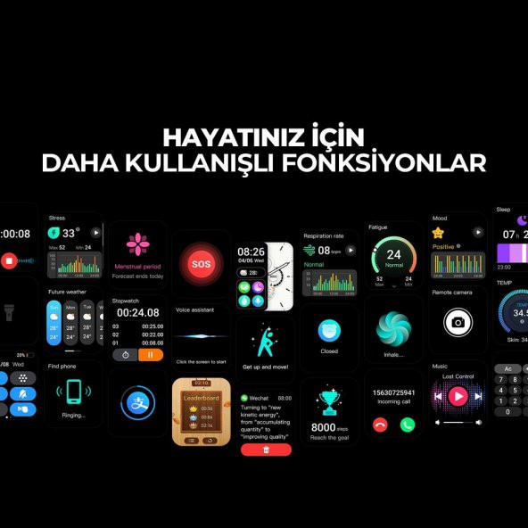 Havit M9034 Akıllı Saat – Sesli Telefon Görüşmesi Bluetooth V5.3 SİYAH - 10