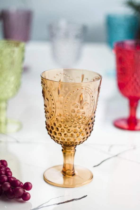 Akrilik Renkli 6lı Kadeh & Su Meşrubat Kahve Yanı Bardağı 450 ml ( Cam Değildir ) - 3