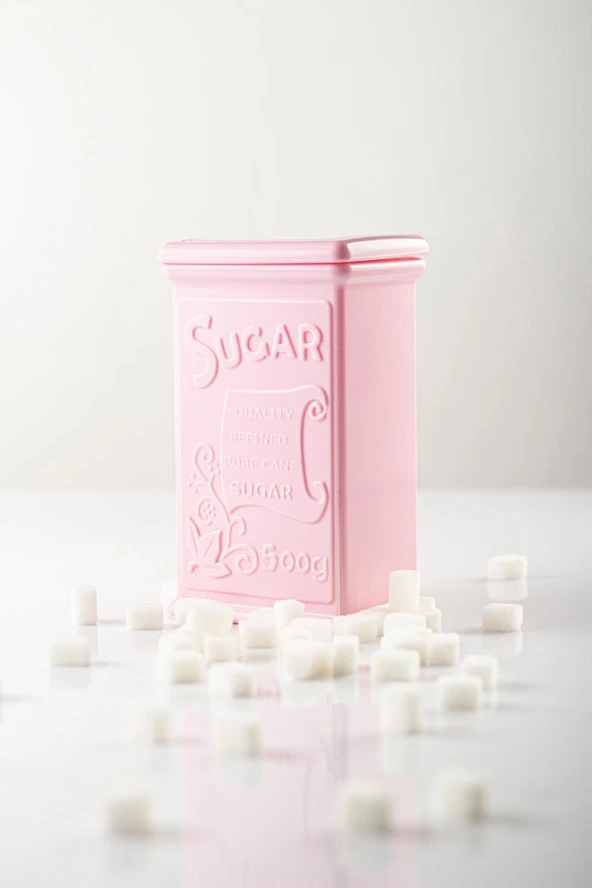 Akrilik Soft Pembe Şeker Kahve Çay Kavanozu 500 Ml (Vakum Kapak ) - 10