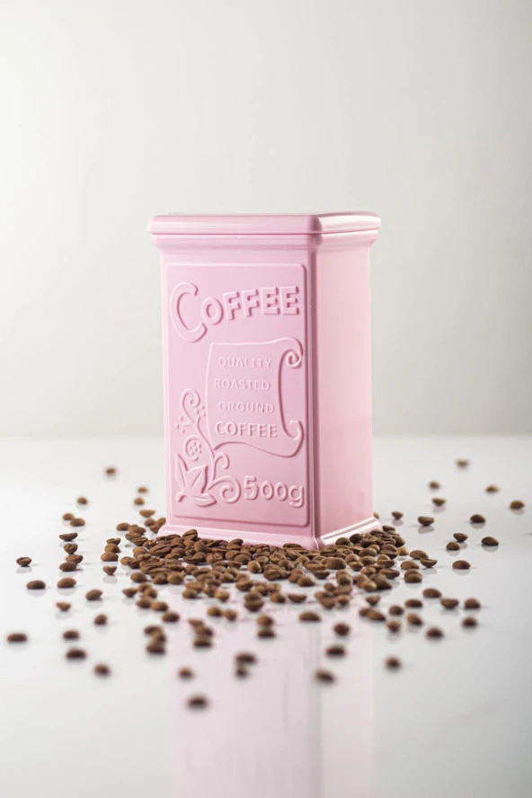 Akrilik Soft Pembe Şeker Kahve Çay Kavanozu 500 Ml (Vakum Kapak ) - 11
