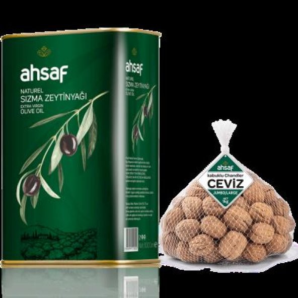 AHSAF NatüreI Sızma Zeytinyağı 1 lt Teneke + Kabuklu Yerli Ceviz (Jumbo/Large) 1 Kg File