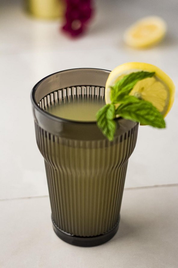 Akrilik Füme Tekli Uzun Bardak & Su Meşrubat Bardağı 400 ml ( Cam Değildir ) - Resim 2