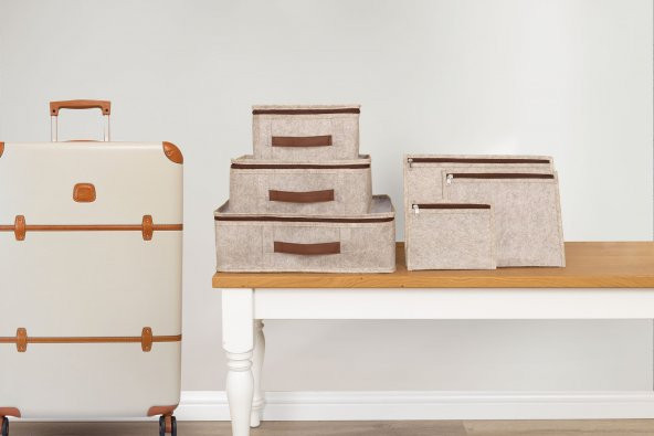 DECODEMA Keçe Derili 6lı Bavul İçi Seyahat Çanta Düzenleyici Valiz Organizer - 4