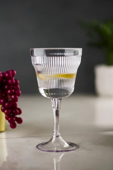 Akrilik Şeffaf 6'lı Kadeh & Su Meşrubat Kahve Yanı Bardağı 300 ml ( Cam Değildir ) - 1
