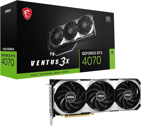 MSI GEFORCE RTX 4070 VENTUS 3X 12G OC 12GB GDDR6X 3XDP HDMI 192Bit - Resim 1