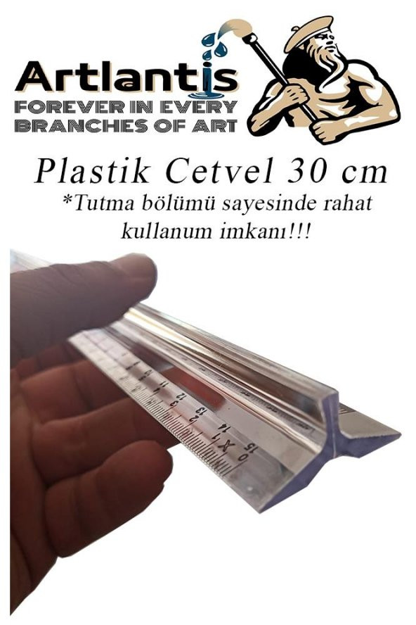 Cetvel 30 cm Plastik Şeffaf 1 Adet Tribli Desimetre Okul Sınıf Öğrenci Tutumu Kolay Cetvel 30 cm - 3