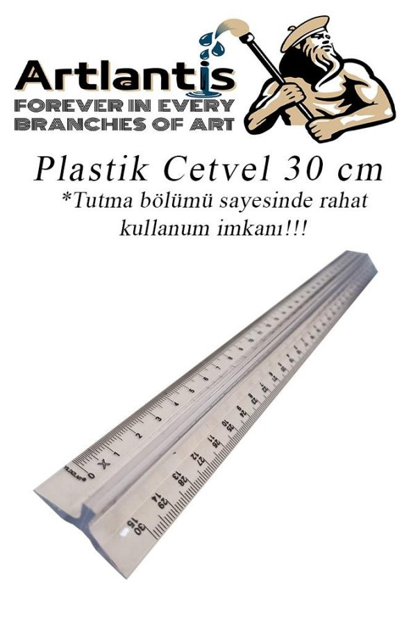 Cetvel 30 cm Plastik Şeffaf 1 Adet Tribli Desimetre Okul Sınıf Öğrenci Tutumu Kolay Cetvel 30 cm - 4
