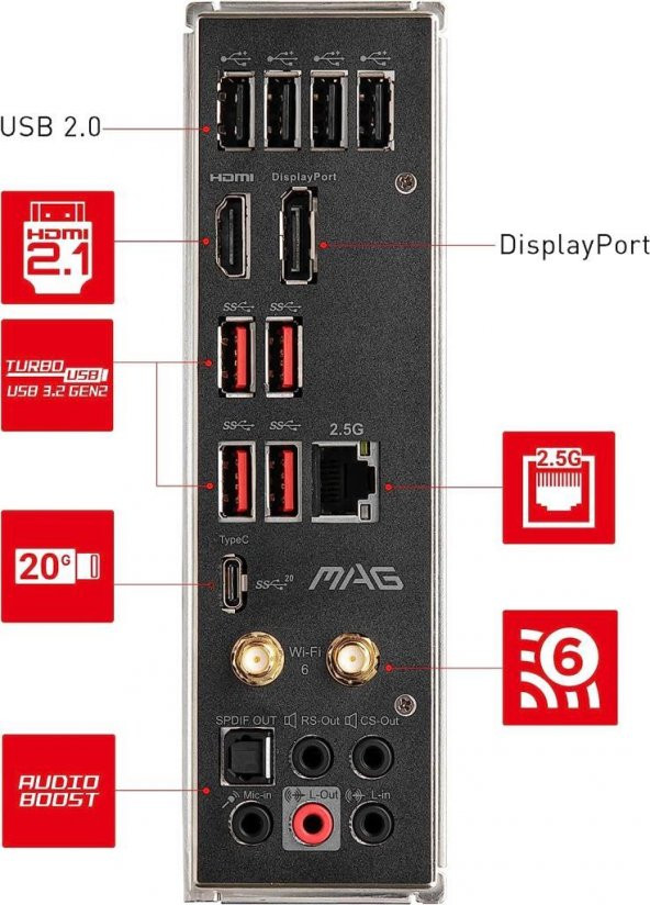 MSI Mag B660 Tomahawk Wi-Fi Intel LGA1700 DDR4 ATX Anakart Teşhir - 7