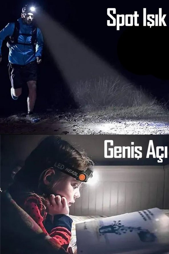 Kafa Lambası LED Şarjlı Su Geçirmez Darbeye Dayanıklı Kamp İş Kafa Feneri 6500K 4W - Resim 7