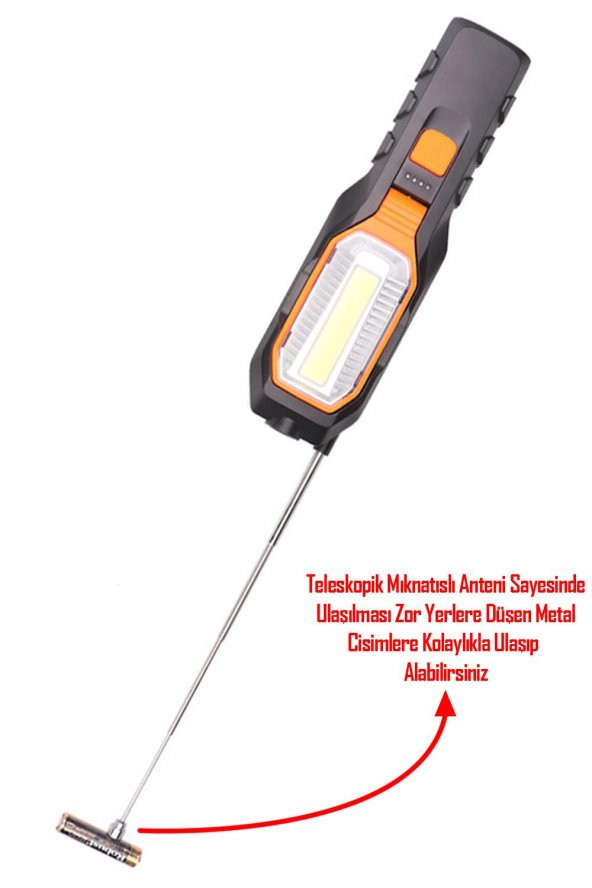 El Feneri 4 Modlu 90° Akrobat LED Çalışma Işığı İş Lambası Darbeye Dayanıklı Mıknatıslı Fener 8W - 6