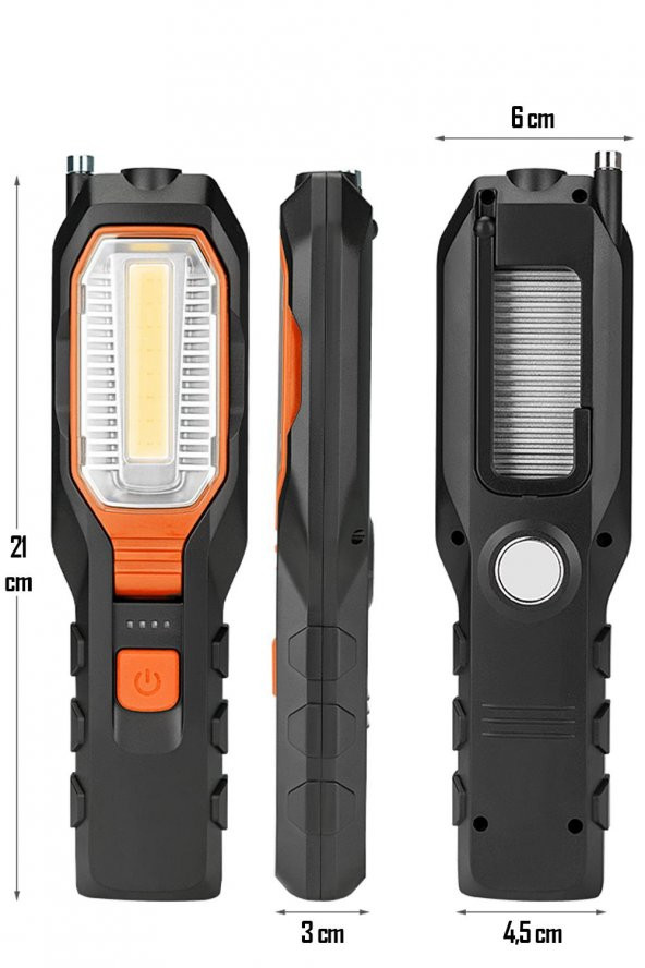 El Feneri 4 Modlu 90° Akrobat LED Çalışma Işığı İş Lambası Darbeye Dayanıklı Mıknatıslı Fener 8W - 7