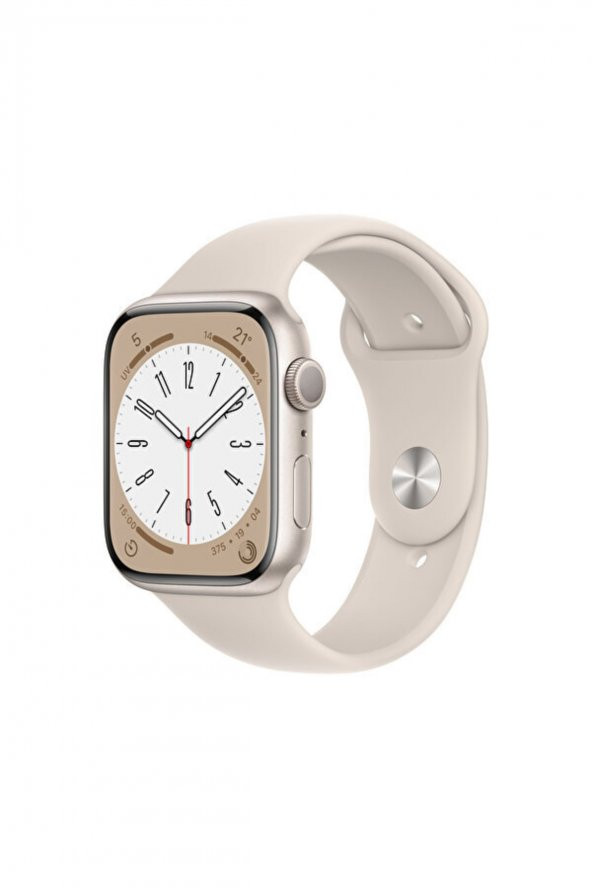 Apple Watch Series 8 GPS 45mm Yıldız Işığı Alüminyum Kasa ve Spor Kordon Akıllı Saat