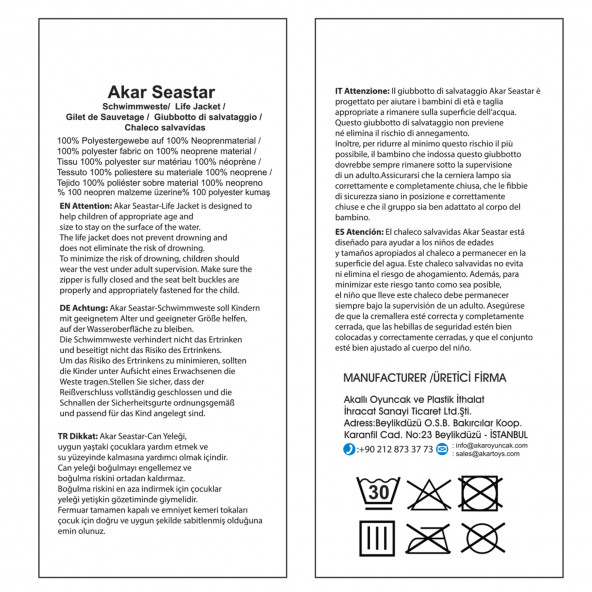 AKAR FLIPPER YÜZMEYE YARDIMCI YELEK KIRMIZI 0-10 Kg - 6