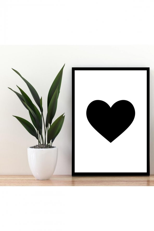 Kalp Simgeli Mdf Tablo 20x30 (Çerçeve Görünümlü) Dekoratif Ahşap Duvar Tablosu 3 mm