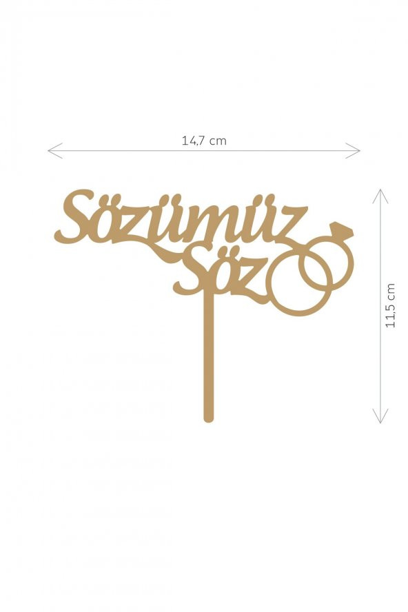 Gold Sözümüz Söz Yazılı Ayna Pleksi Pasta Üstü, Nişan Partisi, Söz Pasta Süsü, Pleksi Pasta Süsü - 2