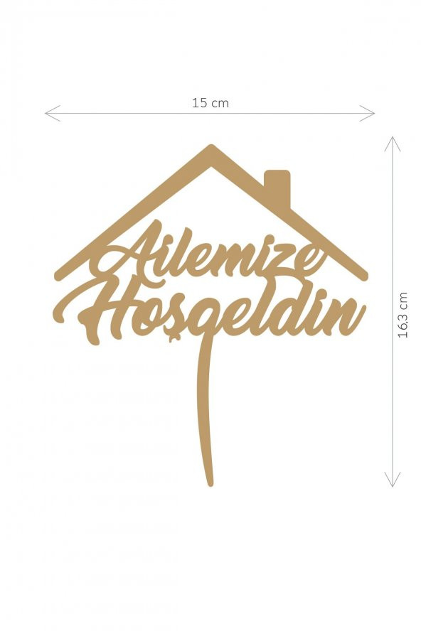 Gold Ailemize Hoş geldin Yazılı Ayna Pleksi Pasta Üstü & Doğum Günü Partisi & Pleksi Pasta Süsü - 2