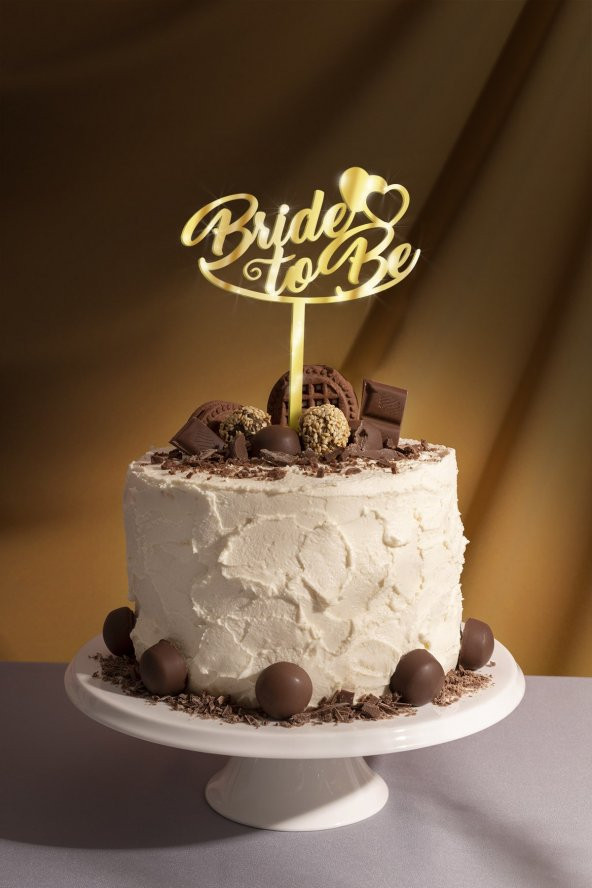 Gold  Bride To Be Yazılı Ayna Pleksi Pasta Üstü & Bekarlığa Veda Partisi & Pleksi Pasta Süsü