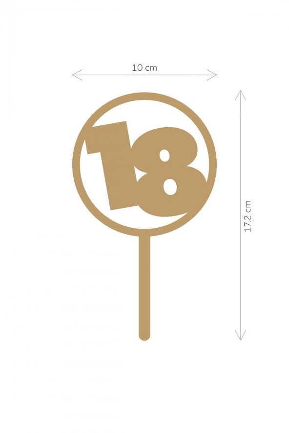Gold 18 Yaş Yazılı Ayna Pleksi Pasta Üstü & Doğum Günü Partisi & Pleksi Pasta Süsü - 2
