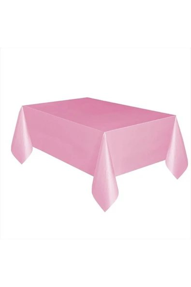 Pembe Masa Örtüsü 120x180 Cm Doğum Günü Partisi Tek Kullanımlık Plastik Masa Örtüsü - 1