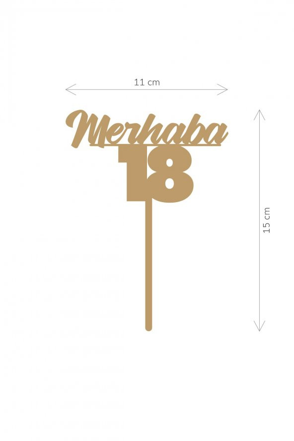 Gold Merhaba 18 Yaş Yazılı Ayna Pleksi Pasta Üstü & Doğum Günü Partisi & Pleksi Pasta Süsü - 2