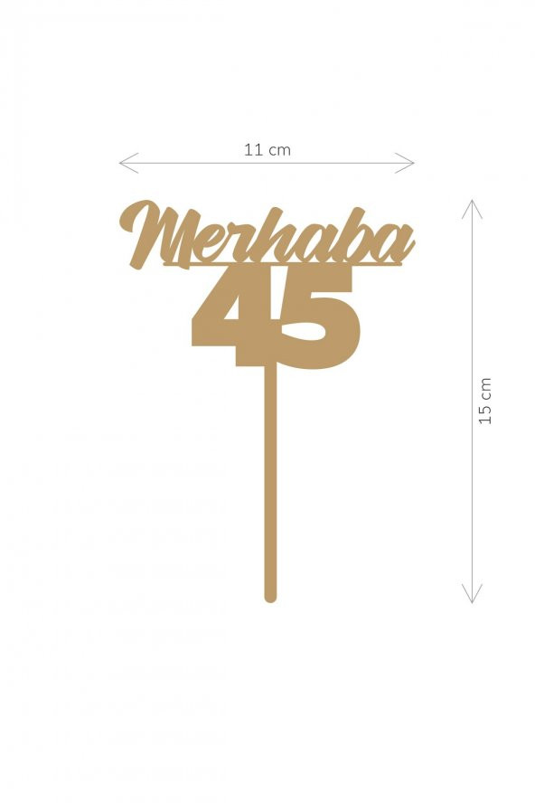 Gold Merhaba 45 Yaş Yazılı Ayna Pleksi Pasta Üstü & Doğum Günü Partisi & Pleksi Pasta Süsü - 2