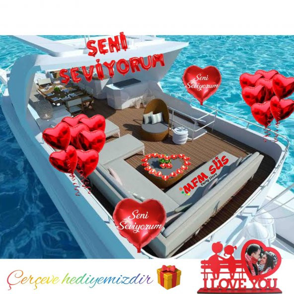 Mfm Parti Seni Seviyorum Kırmızı Folyo Balon Sevgililer Günü Aşk Süpriz Süsleme Seti