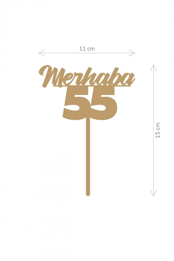 Gold Merhaba 55 Yaş Yazılı Ayna Pleksi Pasta Üstü & Doğum Günü Partisi & Pleksi Pasta Süsü - 2