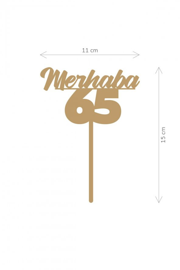 Gold Merhaba 65 Yaş Yazılı Ayna Pleksi Pasta Üstü & Doğum Günü Partisi & Pleksi Pasta Süsü - 2