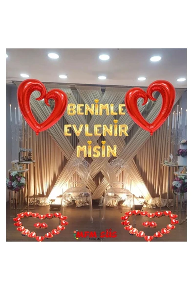 Parti Benimle Evlenir Misin Gold Folyo Balon Seti