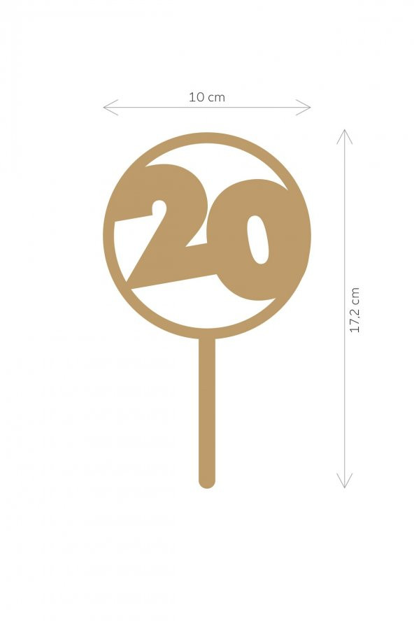 Gümüş 20 Yaş Yazılı Ayna Pleksi Pasta Üstü & Doğum Günü Partisi & Pleksi Pasta Süsü - 2