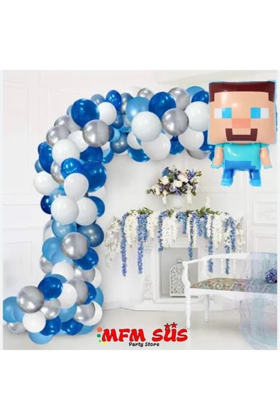 Parti Minecraft Folyo Zincir Balon Seti