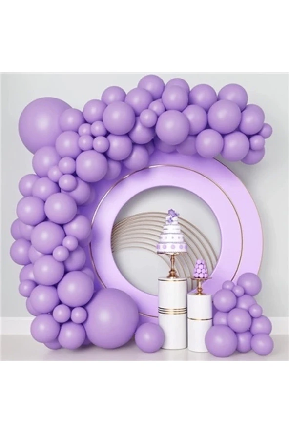 Lila soft renk doğum günü zincir balon seti
