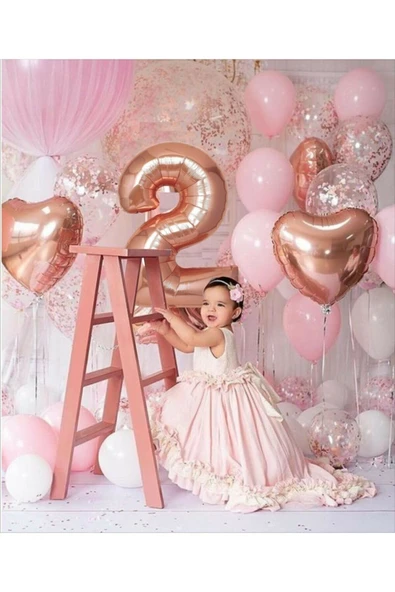 2 Yaş Rosegold Doğum Günü Balon Seti