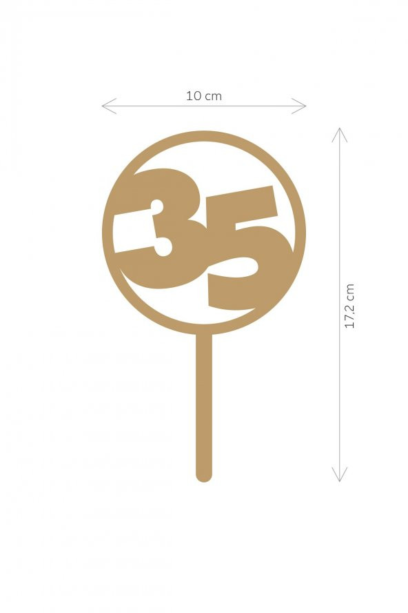 Gümüş 35 Yaş Yazılı Ayna Pleksi Pasta Üstü & Doğum Günü Partisi & Pleksi Pasta Süsü - 2