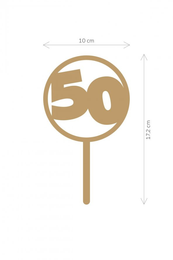 Gümüş 50 Yaş Yazılı Ayna Pleksi Pasta Üstü & Doğum Günü Partisi & Pleksi Pasta Süsü - 2