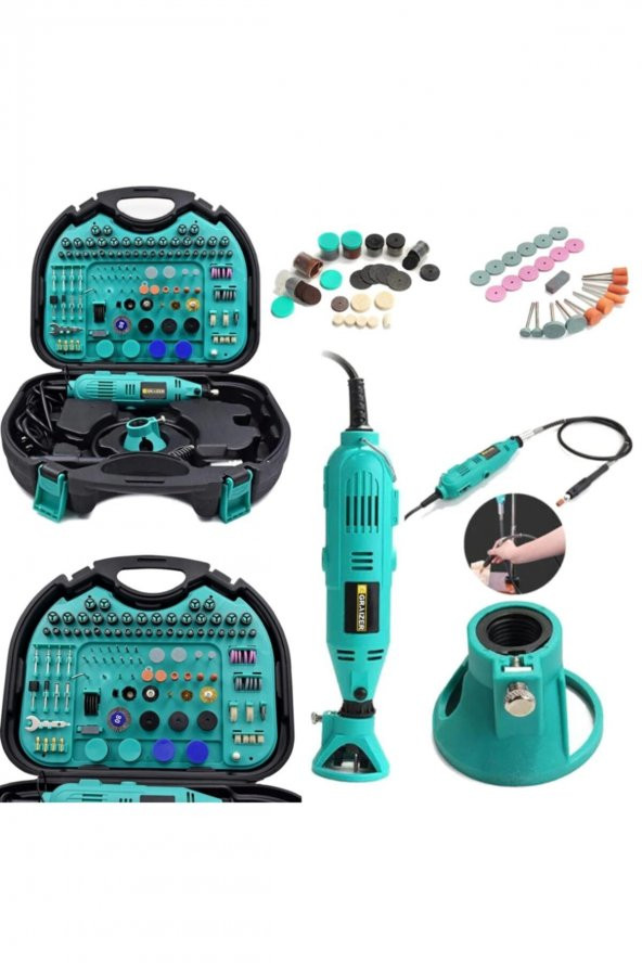 Graizer Alman 252 Parça 400 Watt 60.000 Rpm 6 Kademe Devir Ayarlı Hobi Gravür Seti Mini Taşlama