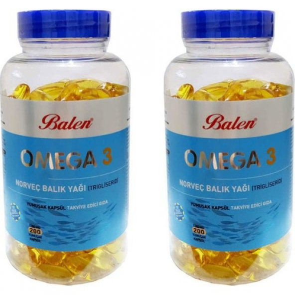 Balen Omega 3 Norveç Balık Yağı 1380 Mg 200 Kapsül x 2 Adet