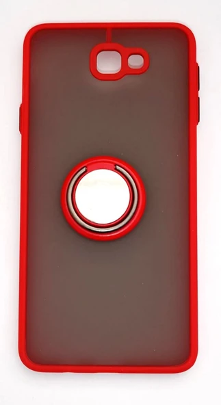 Samsung Galaxy J7 Prime Uyumlu Standlı Manyetik Tutuculu  Sert Kılıf Kırmızı ürün görseli 1