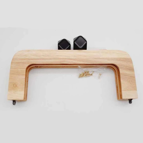 Ahşap Mıknatıslı Çanta Bursu Dikdörtgen ALT200 Kahverengi - 3