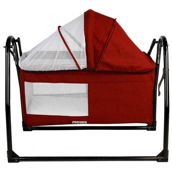 Convers Sallanır Cibinlikli Bordo Bebek Beşik