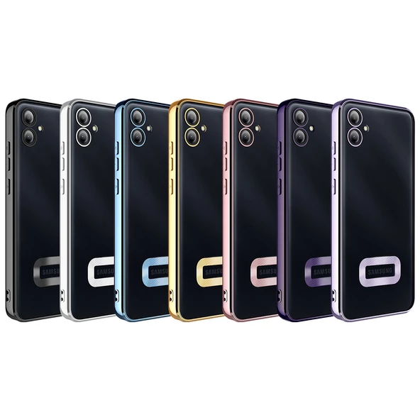 Vendas Samsung A04E Uyumlu Omega Serisi Kamera Korumalı Logo Gösteren Shining Silikon Kılıf - 9