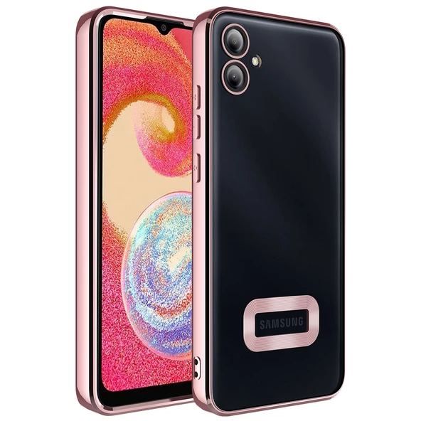 Vendas Samsung A04E Uyumlu Omega Serisi Kamera Korumalı Logo Gösteren Shining Silikon Kılıf - 4