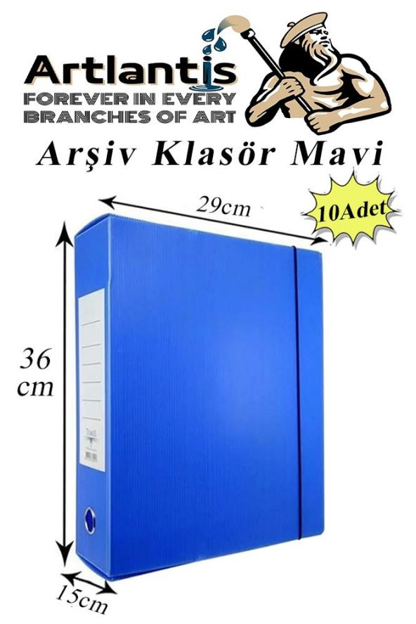 Mavi Arşiv Ve Proje Kutusu 29x36x15cm 10 Adet Arşiv Klasörü Lastikli Plastik Arşiv Klasörü Büro Okul Sınıf