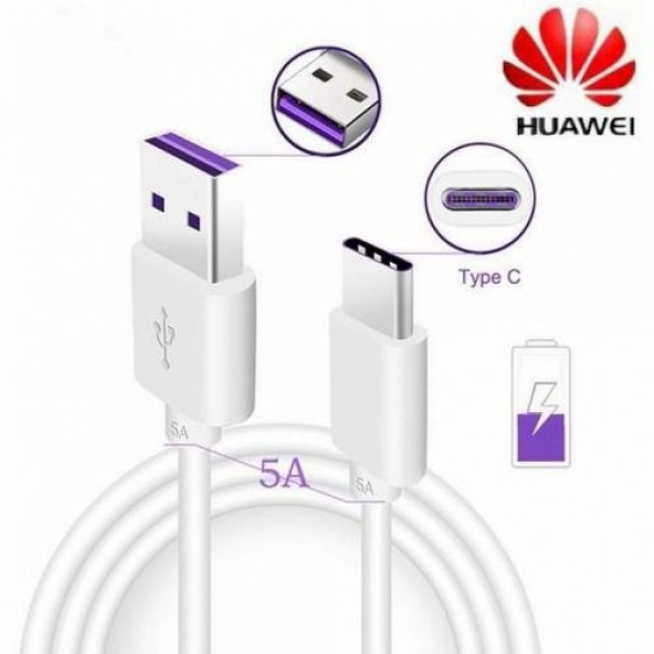 Orjinal Huawei P20 Lite Type C 5A 1M MOR Hızlı Şarj ve Data Kablosu