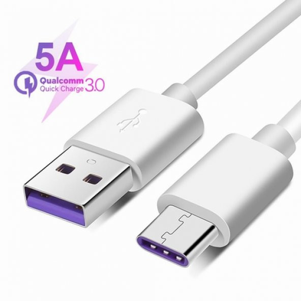 Orjinal Huawei Nova 5T Type C 5A 1M MOR Hızlı Şarj ve Data Kablosu ürün görseli 1