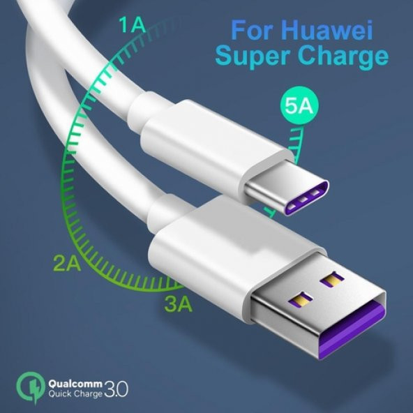 Orjinal Huawei P30 Lite Type C 5A 1M MOR Hızlı Şarj ve Data Kablosu