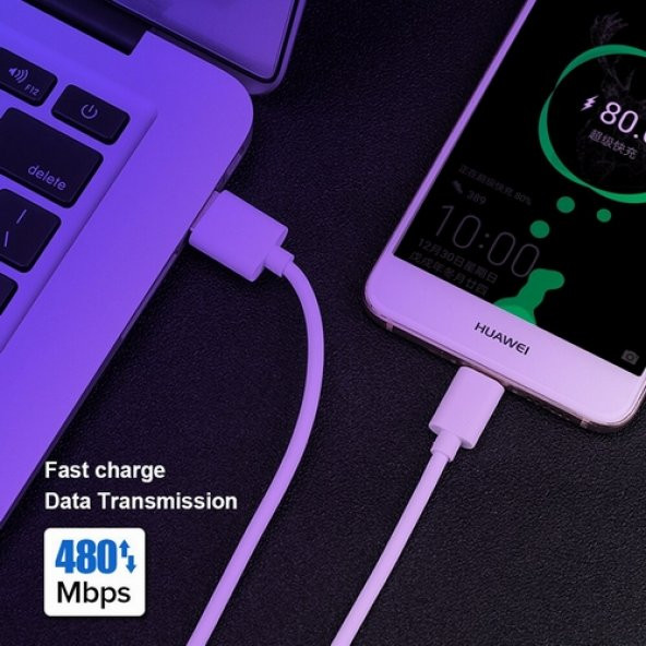 Orjinal Huawei Nova 4E Type C 5A 1M MOR Hızlı Şarj ve Data Kablosu ürün görseli 1