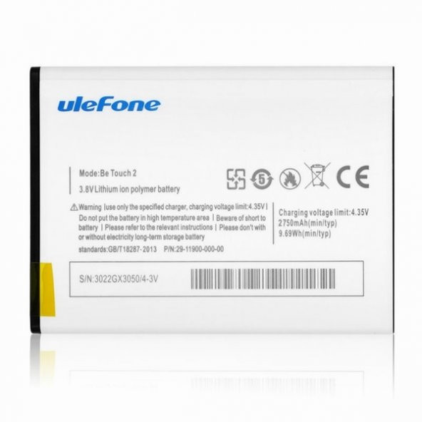 Day Mobile Ulefone Be Touch 1 Smartphone 2750 mAh ORJİNAL Batarya Pil (2 YIL GARANTİLİ)