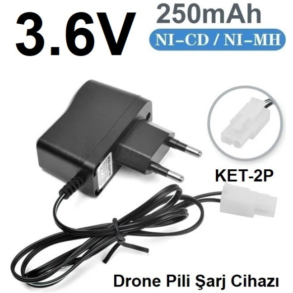 Drone Pili Şarj Cihazı Ket-2p Fiş Güç Adaptörü 3.6v 250mah Çıkış 2 YIL GARANTİLİ